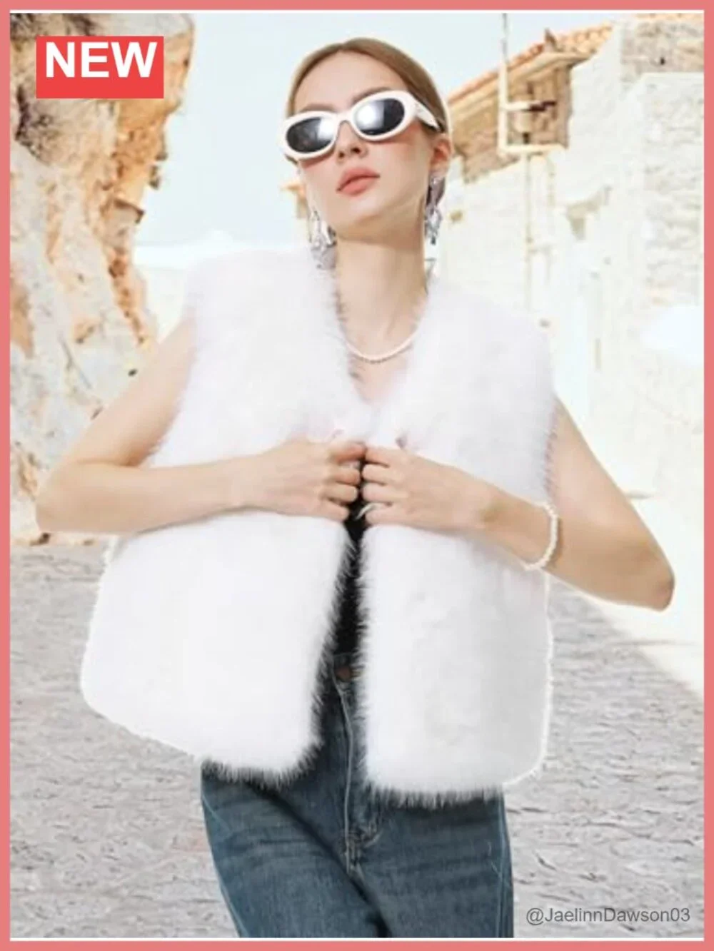 Faux Fur Vest Cropped Sleeveless Furry Coat Outerwear